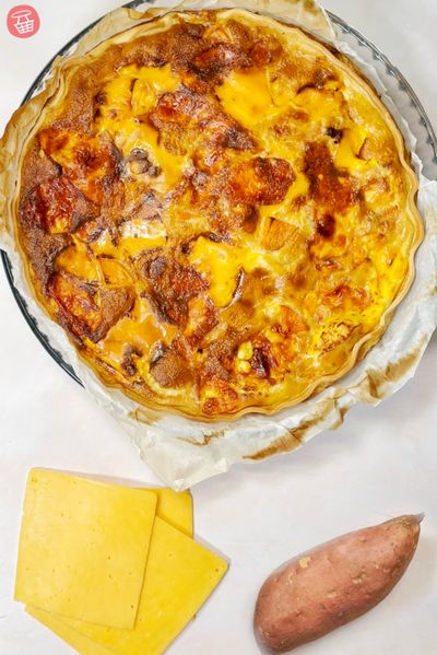 Quiche patate douce, cheddar