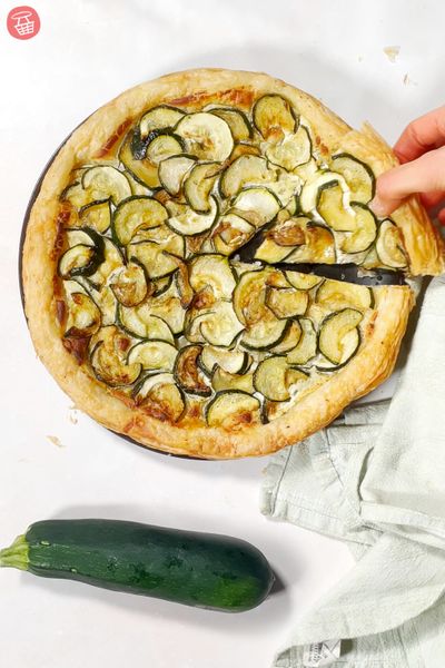 Tarte fine courgettes, ail & fines herbes
